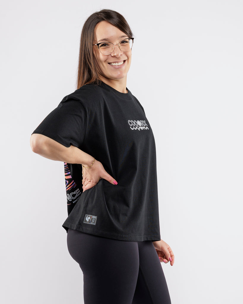 Crop oversize femme COQORX – profil – imprimé LUCKY LIFE inspiré du casino – coupe loose